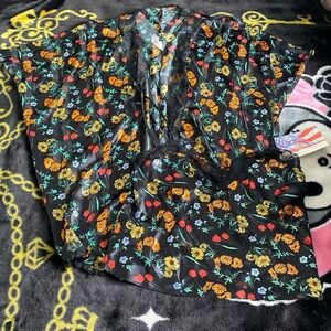 Shirley of Hollywood floral lingerie top and cover up wrap kimono